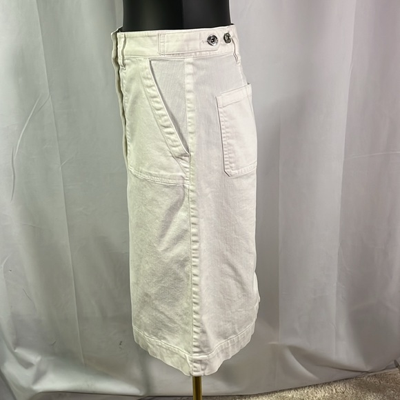 LAUREN Ralph Lauren White Button Front Denim Midi Skirt - Picture 2 of 16